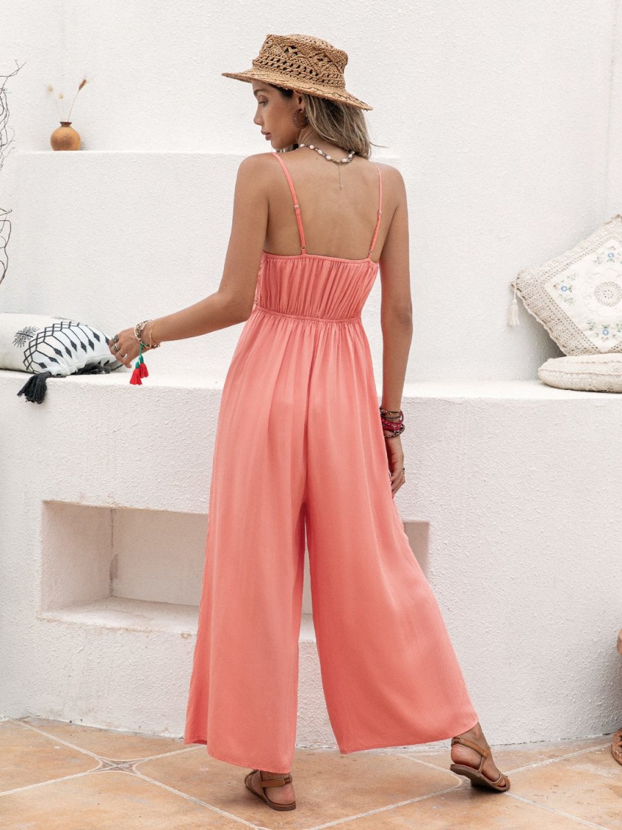 One Piece Jumpsuit with Spaghetti Straps and Wide Leg #Firefly Lane Boutique1