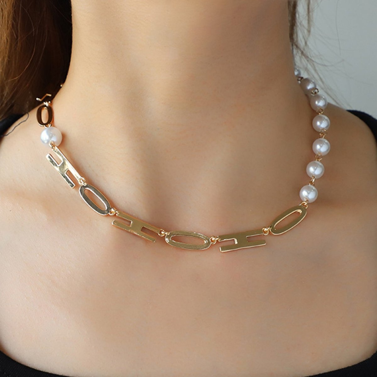 Pearl and Chain Necklace Gold Plated #Firefly Lane Boutique1