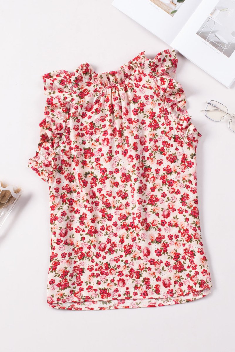 Red Floral Ruffle Tank Top #Firefly Lane Boutique1