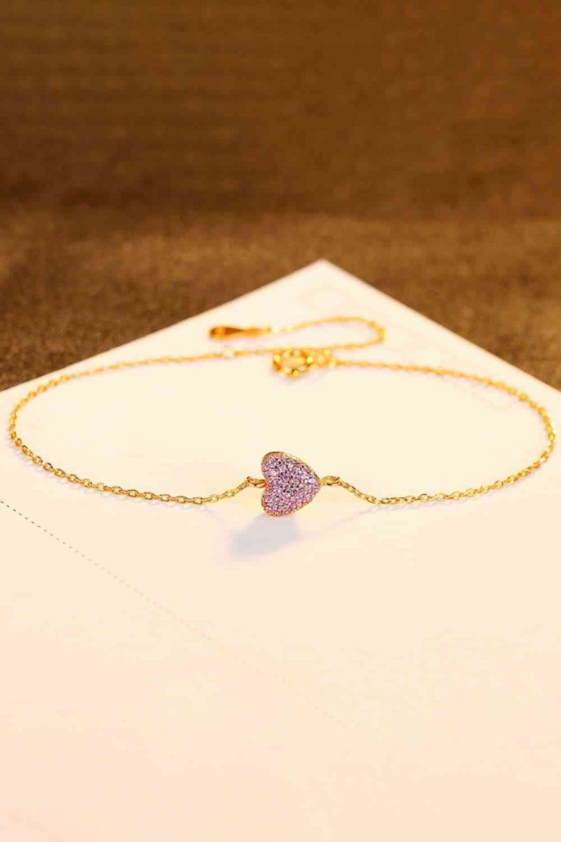 Dainty Zircon Heart 925 Sterling Silver Bracelet #Firefly Lane Boutique1
