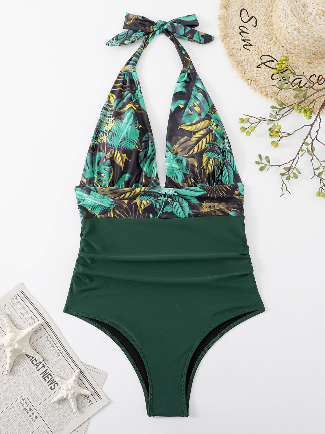 Sandy Paths Halter One Piece Swimsuit #Firefly Lane Boutique1
