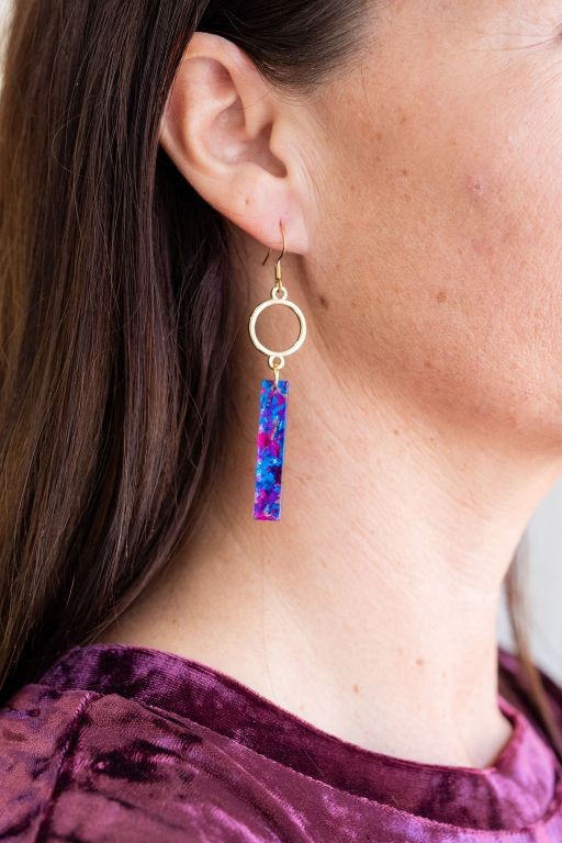 Isabella - Purple Sparkle Acrylic Earrings