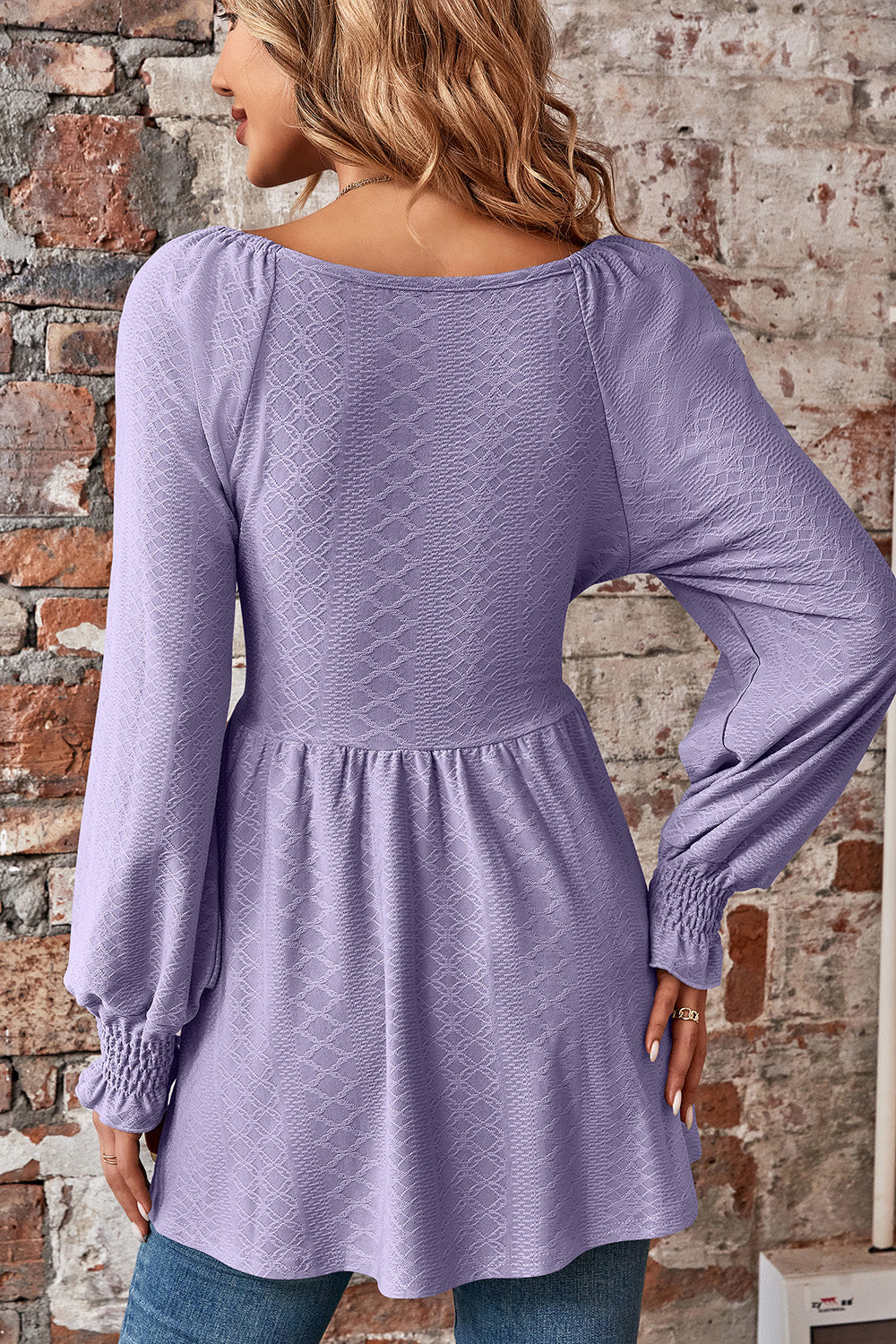 Love Spell Peplum Blouse Long Sleeve