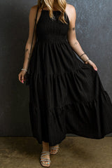 Black Maxi Dress Casual with Tiered Layered and Smocked Bust #Firefly Lane Boutique1