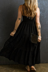 Black Maxi Dress Casual with Tiered Layered and Smocked Bust #Firefly Lane Boutique1