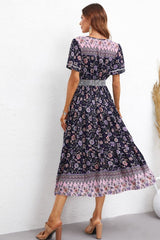 Bohemian V-Neck Short Sleeve Midi Dress #Firefly Lane Boutique1