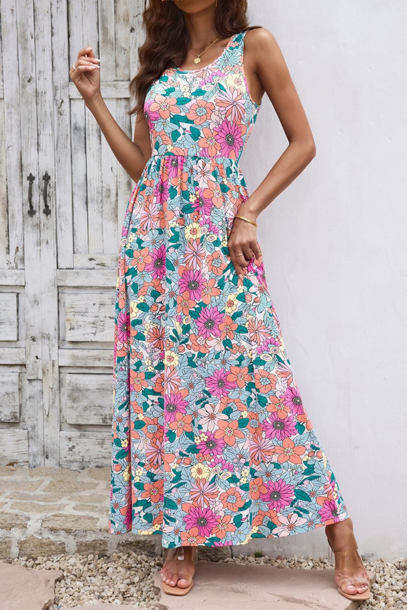 Chic Pink Floral Maxi Dress with Pockets #Firefly Lane Boutique1