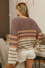 Coffee Bean Long Sleeve Striped Sweater #Firefly Lane Boutique1