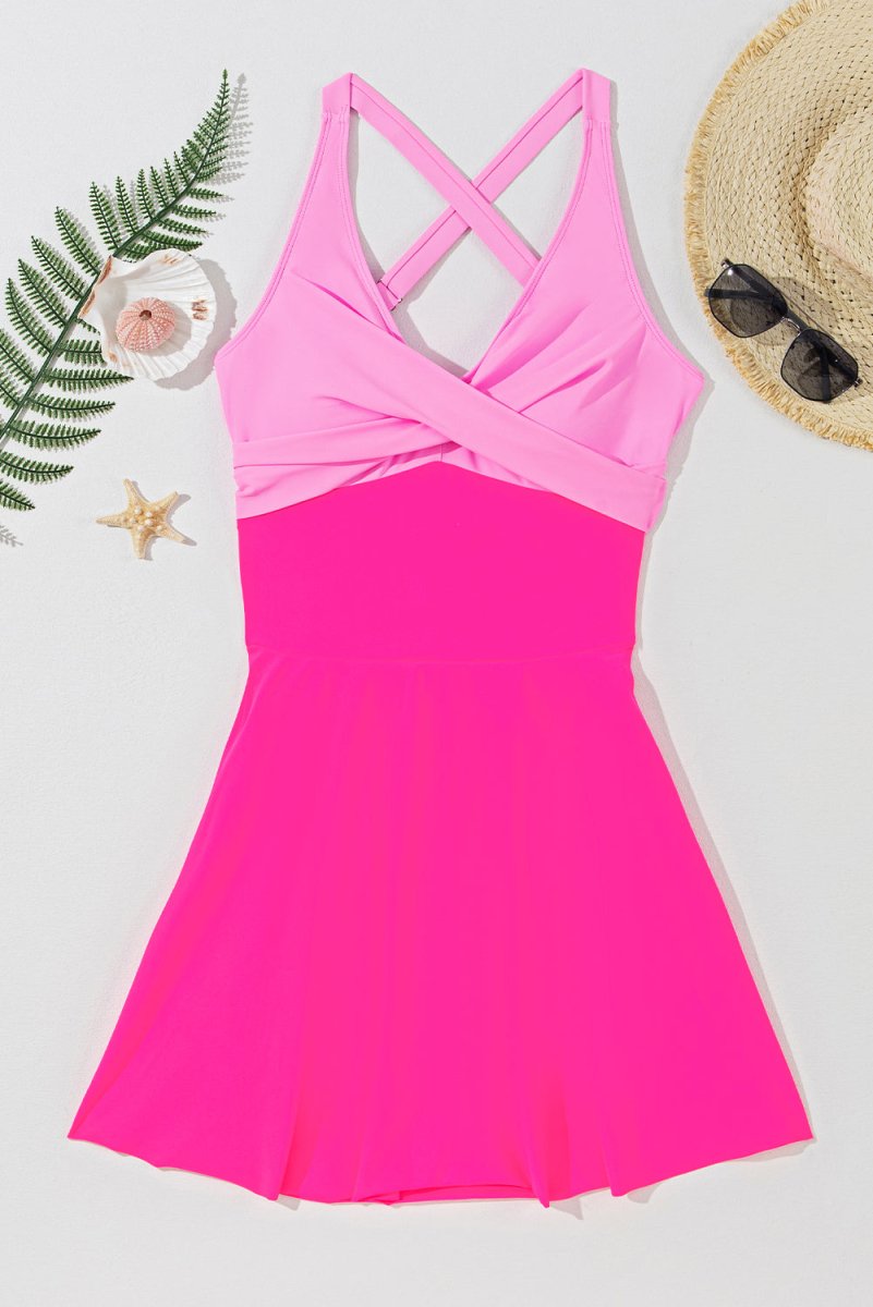 Crashing Waves Pink Swim Dress One Piece #Firefly Lane Boutique1