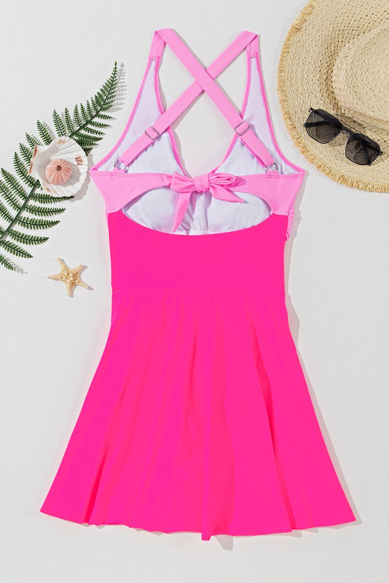 Crashing Waves Pink Swim Dress One Piece #Firefly Lane Boutique1