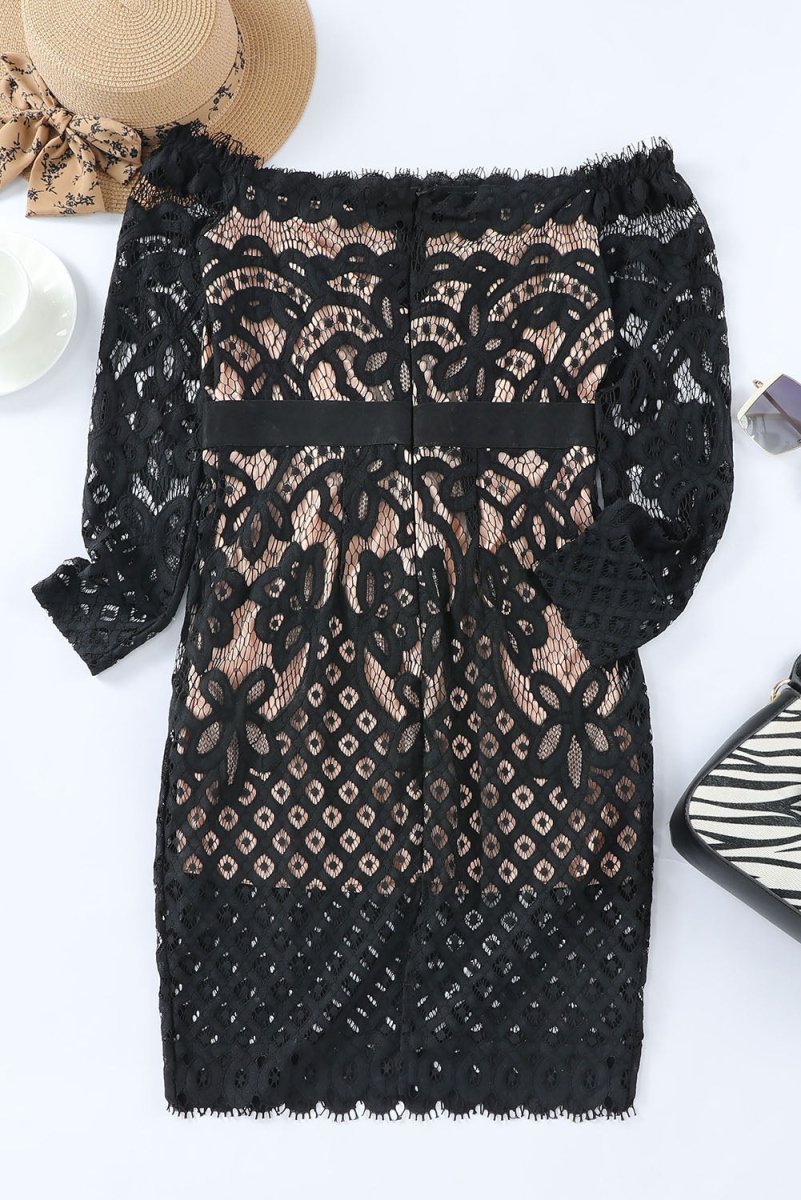 Eternal Night Off Shoulder Black Lace Dress #Firefly Lane Boutique1