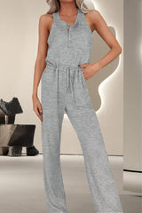 Everyday Escape Light Grey Jumpsuit with Drawstring #Firefly Lane Boutique1
