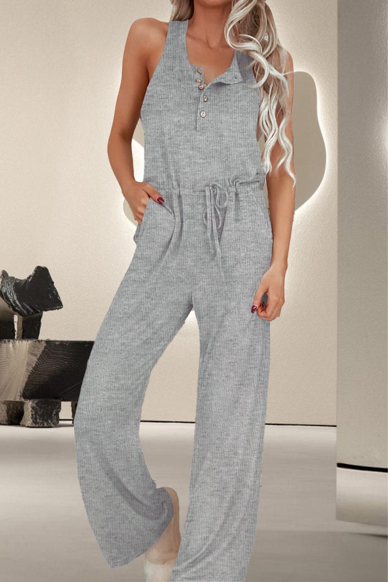 Everyday Escape Light Grey Jumpsuit with Drawstring #Firefly Lane Boutique1