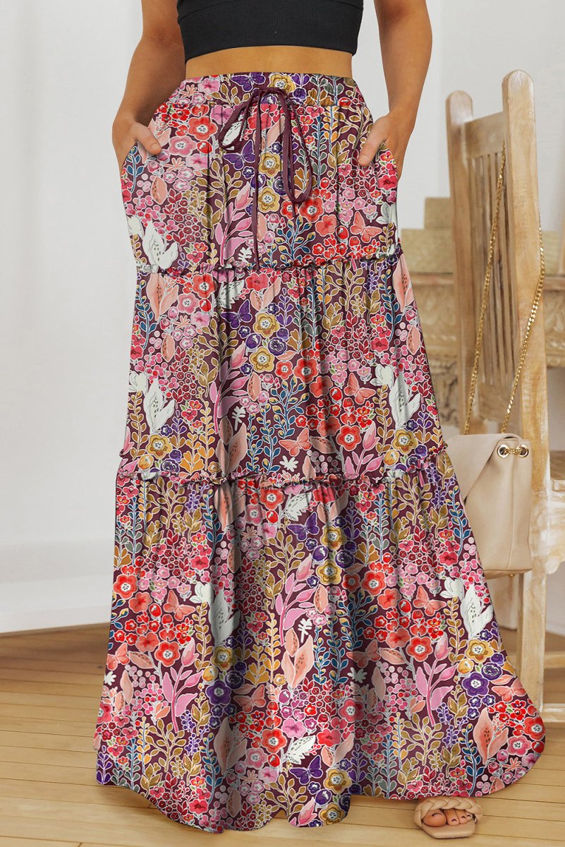 Floral Fantasy Tiered Maxi Skirt #Firefly Lane Boutique1