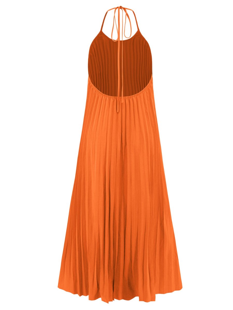 Halter Neck Maxi Dress in a Pleated Style #Firefly Lane Boutique1