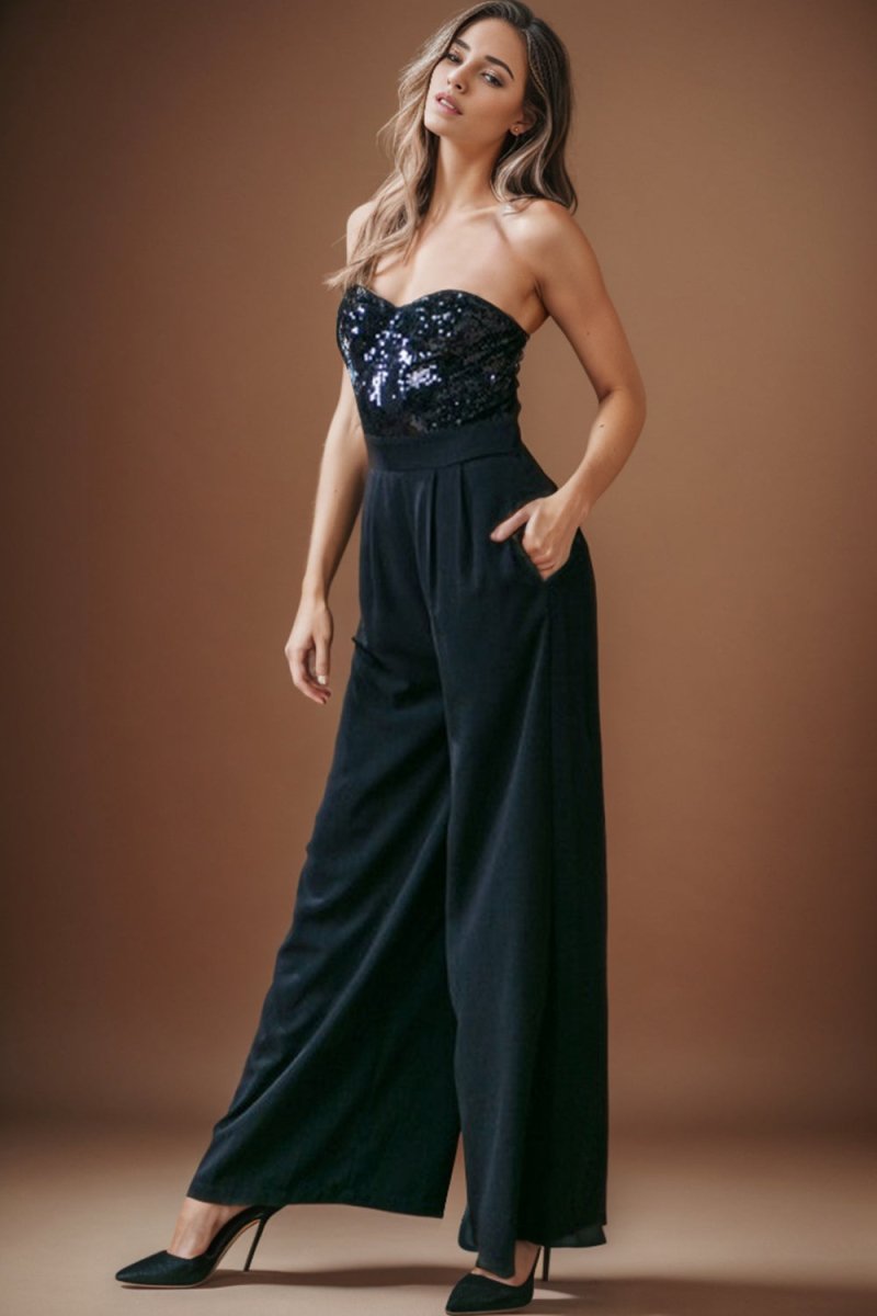 Magic Affair Black Sequin Jumpsuit #Firefly Lane Boutique1