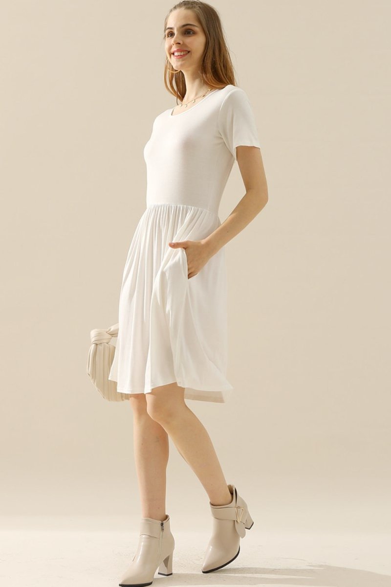 Midi Summer Dress Ruched with Pockets #Firefly Lane Boutique1