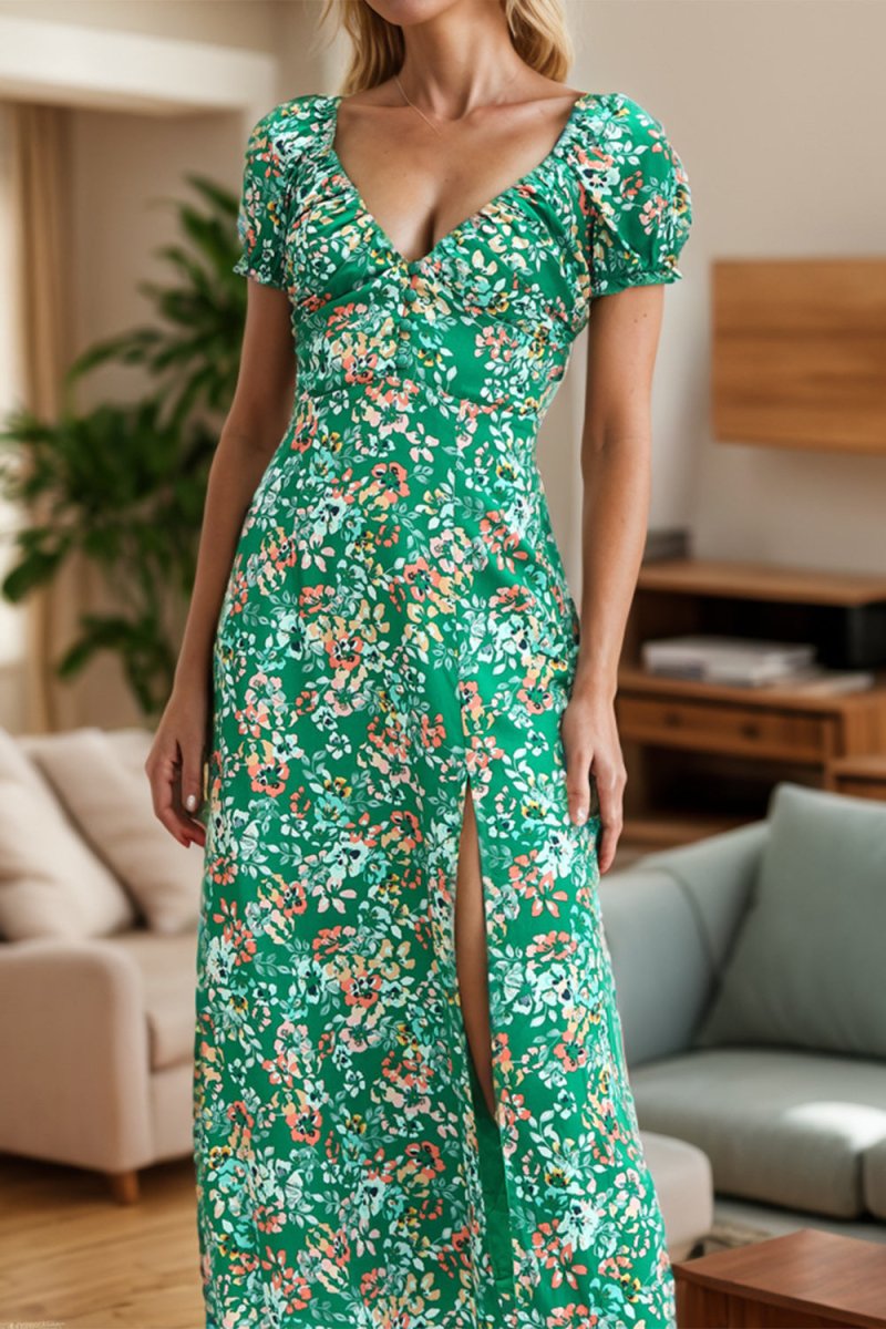 Mossy Meadow Midi Green Floral Dress #Firefly Lane Boutique1