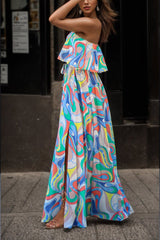 Printed Maxi Strapless Casual Dress with Side Slit #Firefly Lane Boutique1