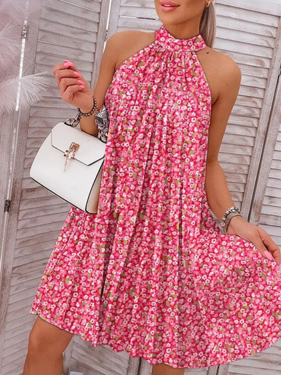 Rosy Blooms Halter Mini Dress #Firefly Lane Boutique1