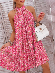 Rosy Blooms Halter Mini Dress #Firefly Lane Boutique1