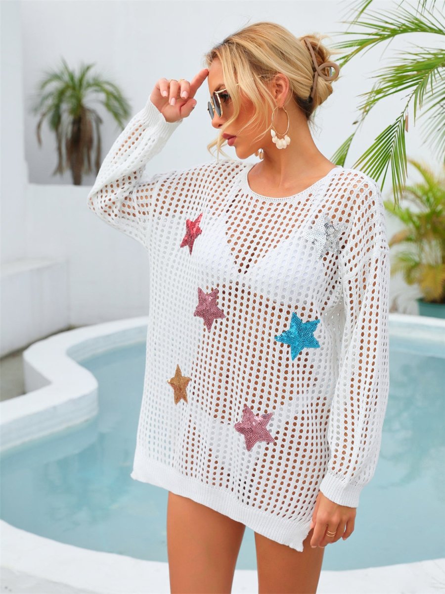 Sequin Star Print Swimsuit Cover Up #Firefly Lane Boutique1