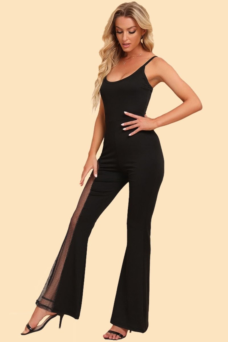 Sleek and Sexy Spliced Black Mesh Jumpsuit #Firefly Lane Boutique1