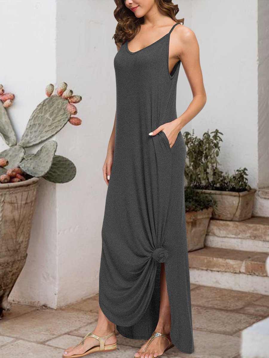 Sleeveless Jersey Maxi Dress with Tied Knot #Firefly Lane Boutique1