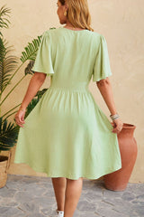 Summer Getaway Short Sleeve Ruched Midi Dress #Firefly Lane Boutique1