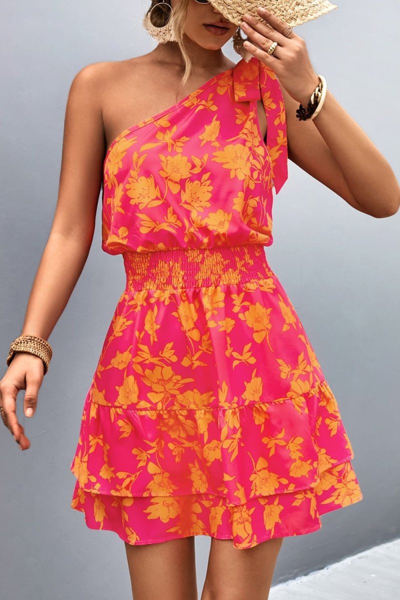Sun-Kissed Petals Mini One Shoulder Floral Dress #Firefly Lane Boutique1