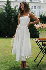 Timeless White Midi Dress #Firefly Lane Boutique1