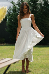 Timeless White Midi Dress #Firefly Lane Boutique1