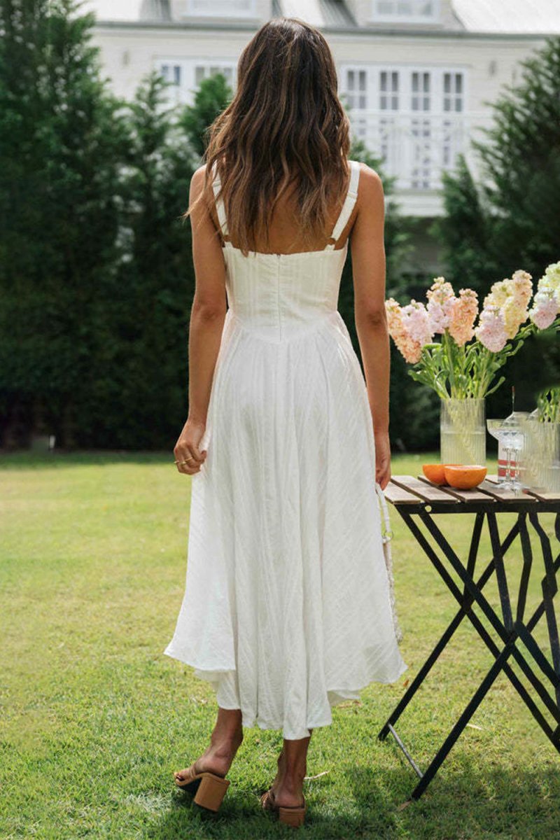 Timeless White Midi Dress #Firefly Lane Boutique1