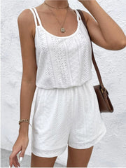 White Romper Eyelet Spaghetti Straps #Firefly Lane Boutique1