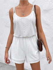 White Romper Eyelet Spaghetti Straps #Firefly Lane Boutique1