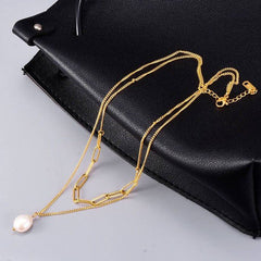 18K Gold Layered Gold Pearl Drop Necklace #Firefly Lane Boutique1