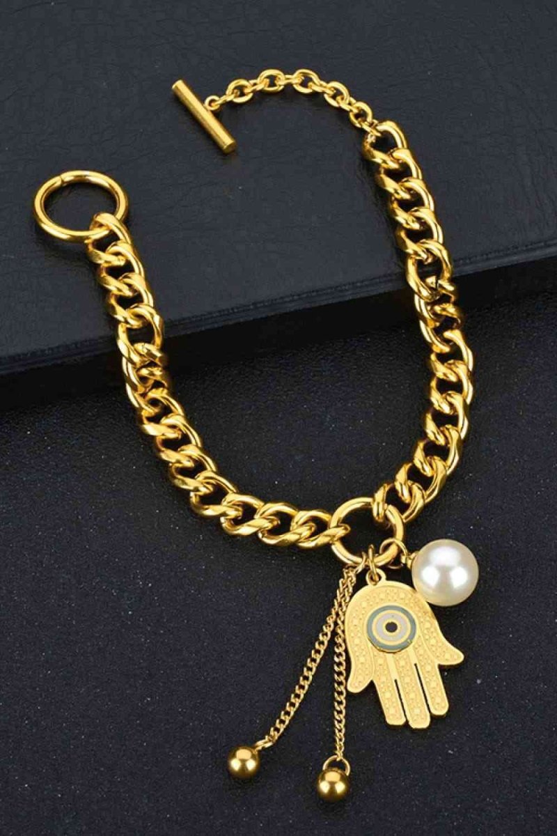 18K Gold Plated Chunky Chain Hamsa Bracelet #Firefly Lane Boutique1