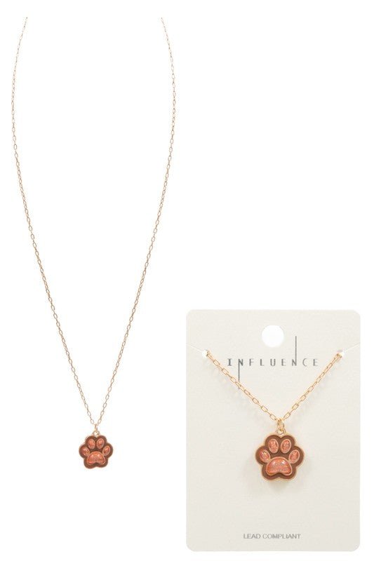 Paw Pendant Necklace - 3D Paw Enamel Pendant Short Necklaces  #Firefly Lane Boutique1