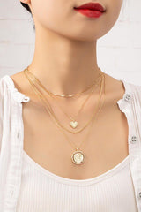 Layered Heart Pendant and Golden Coin Necklace 4 row delicate chain choker with heart and coin #Firefly Lane Boutique1