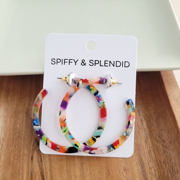 Acrylic Fiesta Multicolor Hoop Earrings #Firefly Lane Boutique1