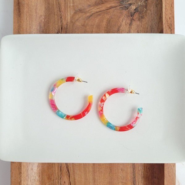 Acrylic Hypoallergenic Rainbow Hoop Earrings #Firefly Lane Boutique1