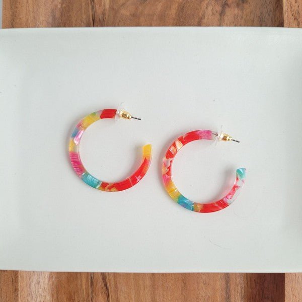 Acrylic Hypoallergenic Rainbow Hoop Earrings #Firefly Lane Boutique1