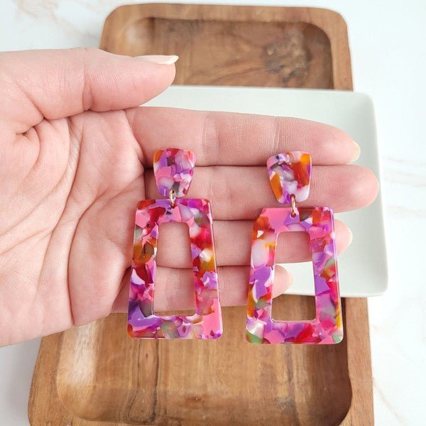 Acrylic Paradise Pink Rectangle Earrings #Firefly Lane Boutique1