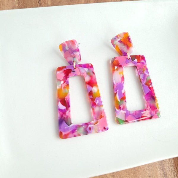 Acrylic Paradise Pink Rectangle Earrings #Firefly Lane Boutique1