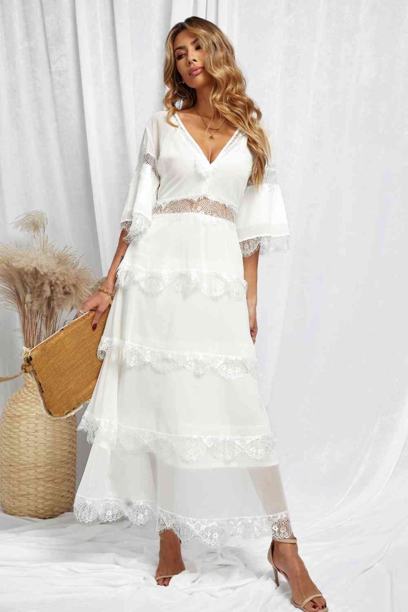 Angelic Allure Lace Detailed White Maxi Dress #Firefly Lane Boutique1