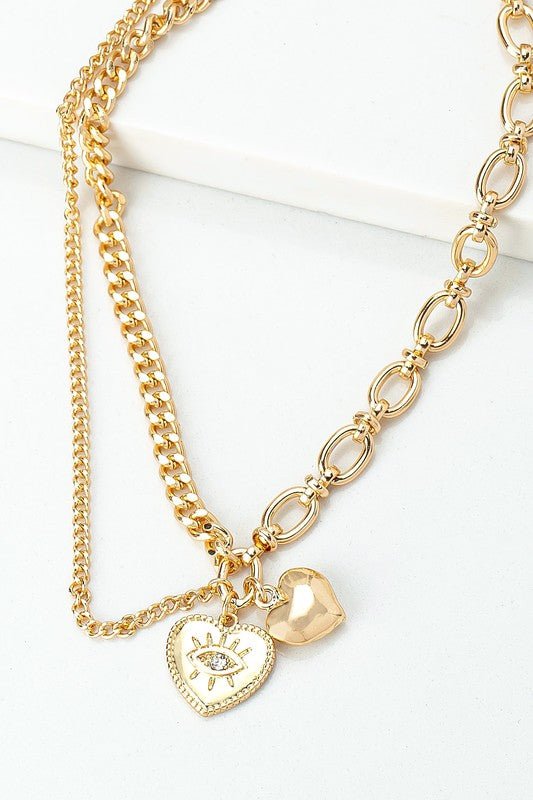 Asymmetric Mixed Chain With Heart Pendant #Firefly Lane Boutique1