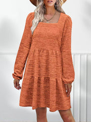 Autumn Breeze Square Neck Long Sleeve Mini Dress #Firefly Lane Boutique1