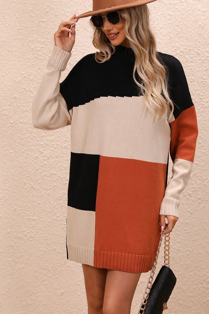 Autumn Is Here Color Block Sweater Dress #Firefly Lane Boutique1