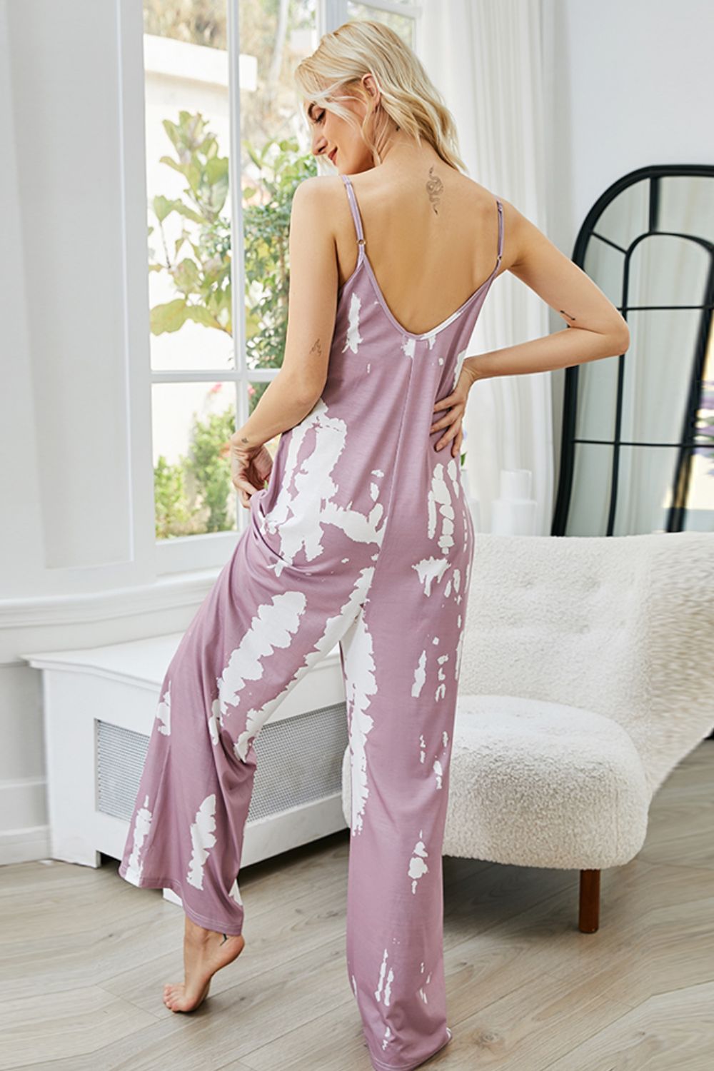 Better Than Basic Tie-Dye Jumpsuit with Pockets - purple tie dye jumpsuit with a v neck and wide leg. #Firefly Lane Boutique1