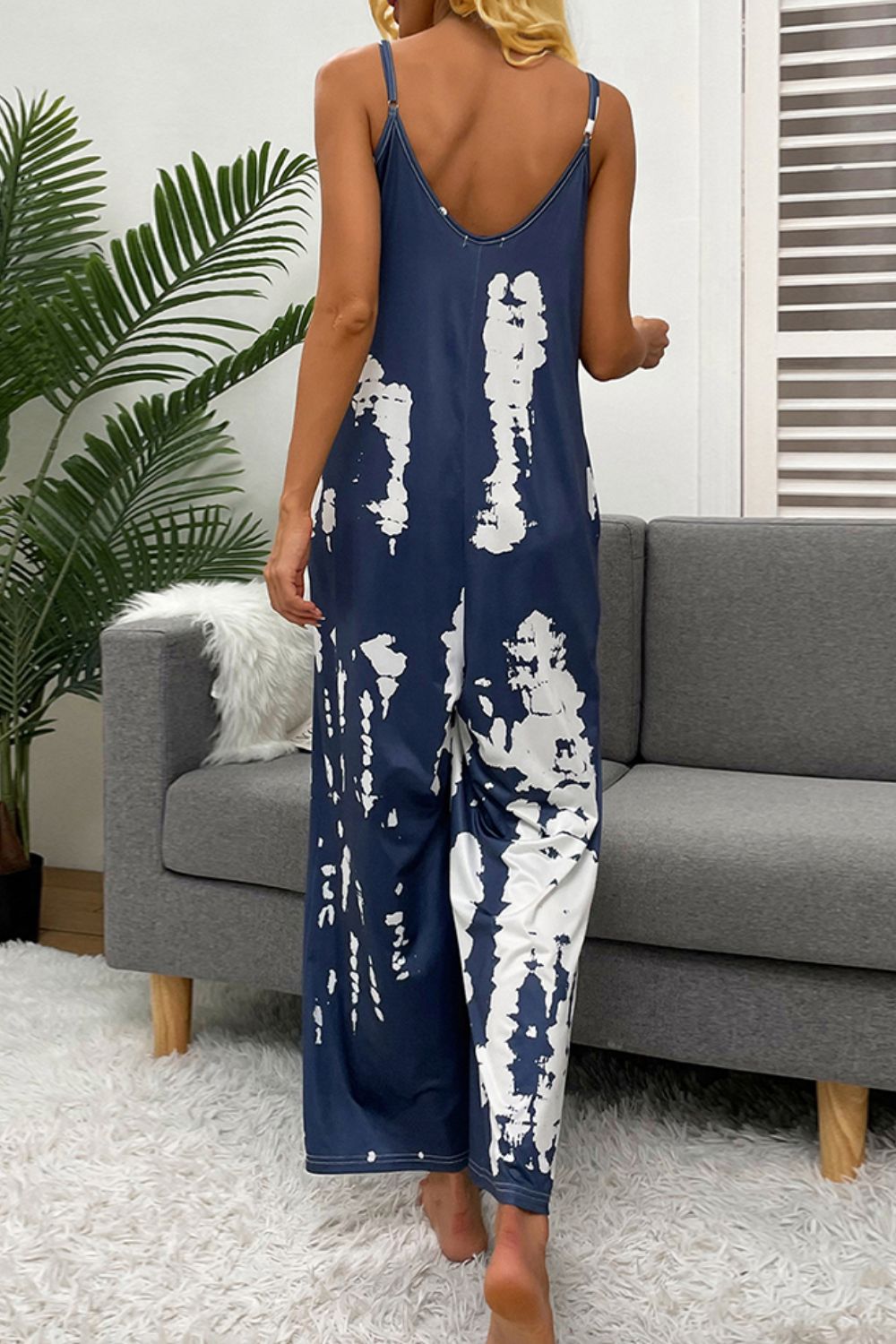 Better Than Basic Tie-Dye Jumpsuit with Pockets - blue tie dye jumpsuit with a v neck and wide leg. #Firefly Lane Boutique1